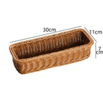 panier rectangulaire osier tressé brun clair rustique usage multiple empilable baguettes cuisine stockage alimentos