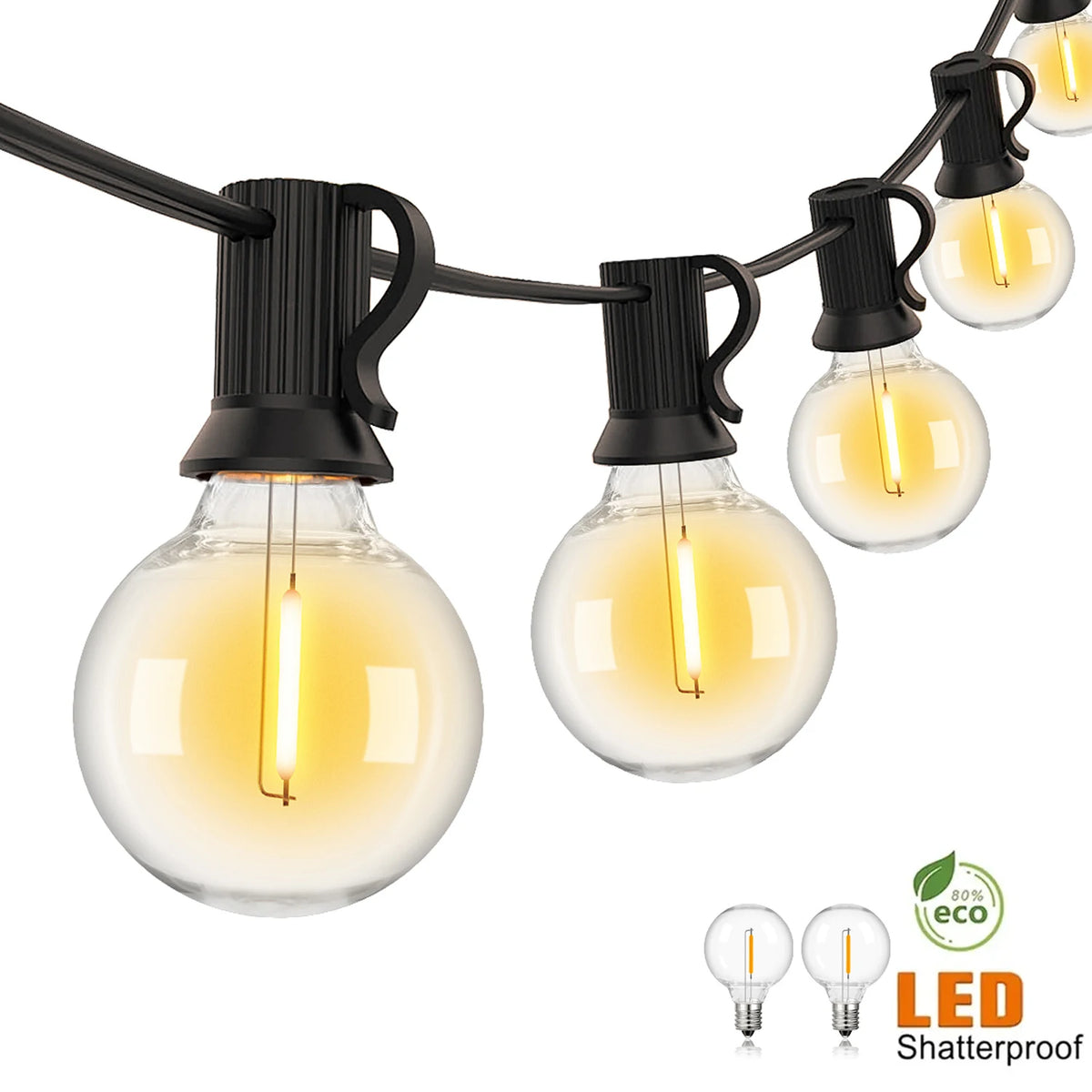 guirlande lumineuse extérieure led jaune orangé industrielle vintage 10m 15lamps imperméable ip44