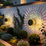 lampe solaire murale extérieure moderne ornements floraux noir doré ip44 autonome adhésifextérieur jardin patio