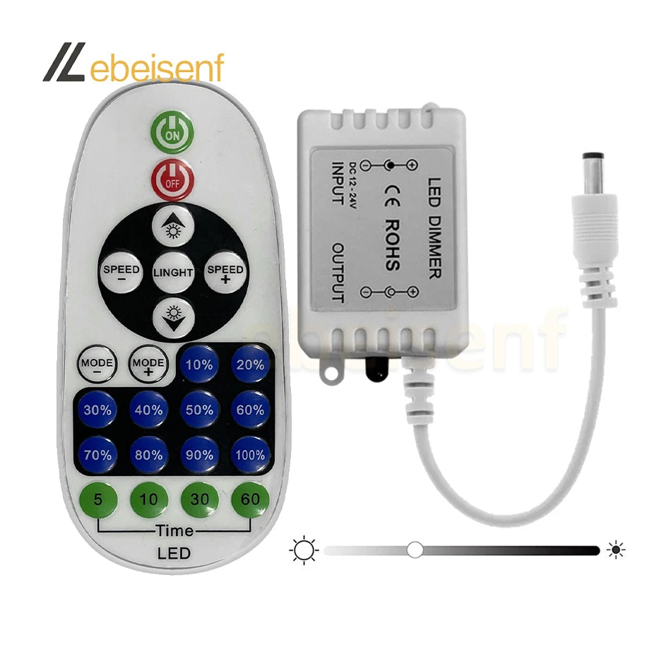 contrôleur led 23 boutons rf sans fil 12v 24v 6a 104 modes gradation 256