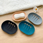 support savon silicone noir gris bleu moderne adhésif auto drainant évier salle bain éponge