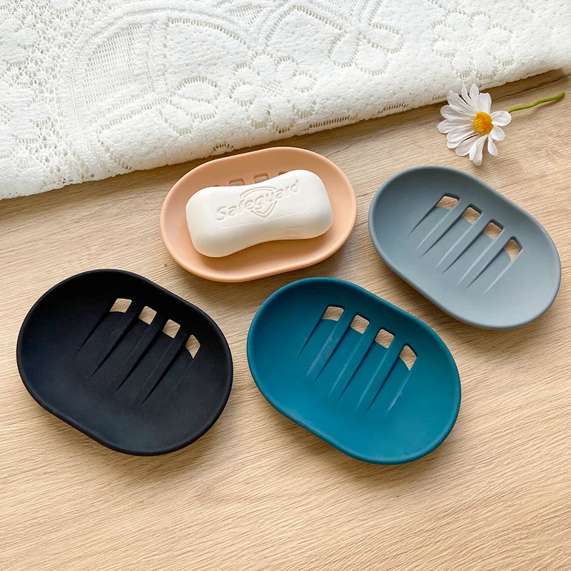 support savon silicone noir gris bleu moderne adhésif auto drainant évier salle bain éponge