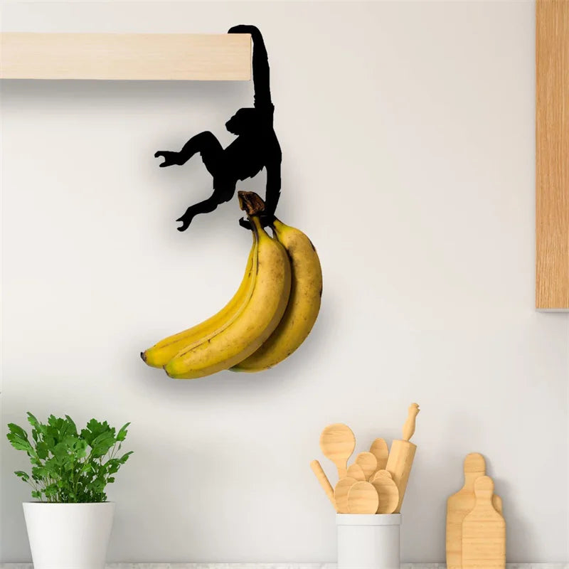 support mural singe noir organisateur décoration moderne objet suspendu amusant fixations adhésives intérieur
