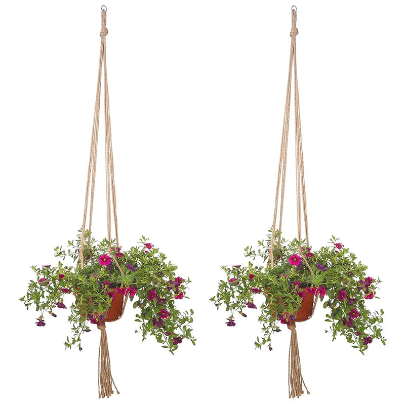 sacs fleurs suspendus macramé boho noir blanc anneaux métalliques rustique