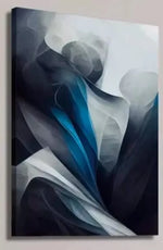 toile d'art abstrait contemporain gris bleu blanc fluides ondulations clips rectangle vertical set