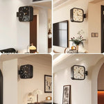 horloge murale double face moderne aiguille quartz noir blanc doré aiguilles poteau métallique