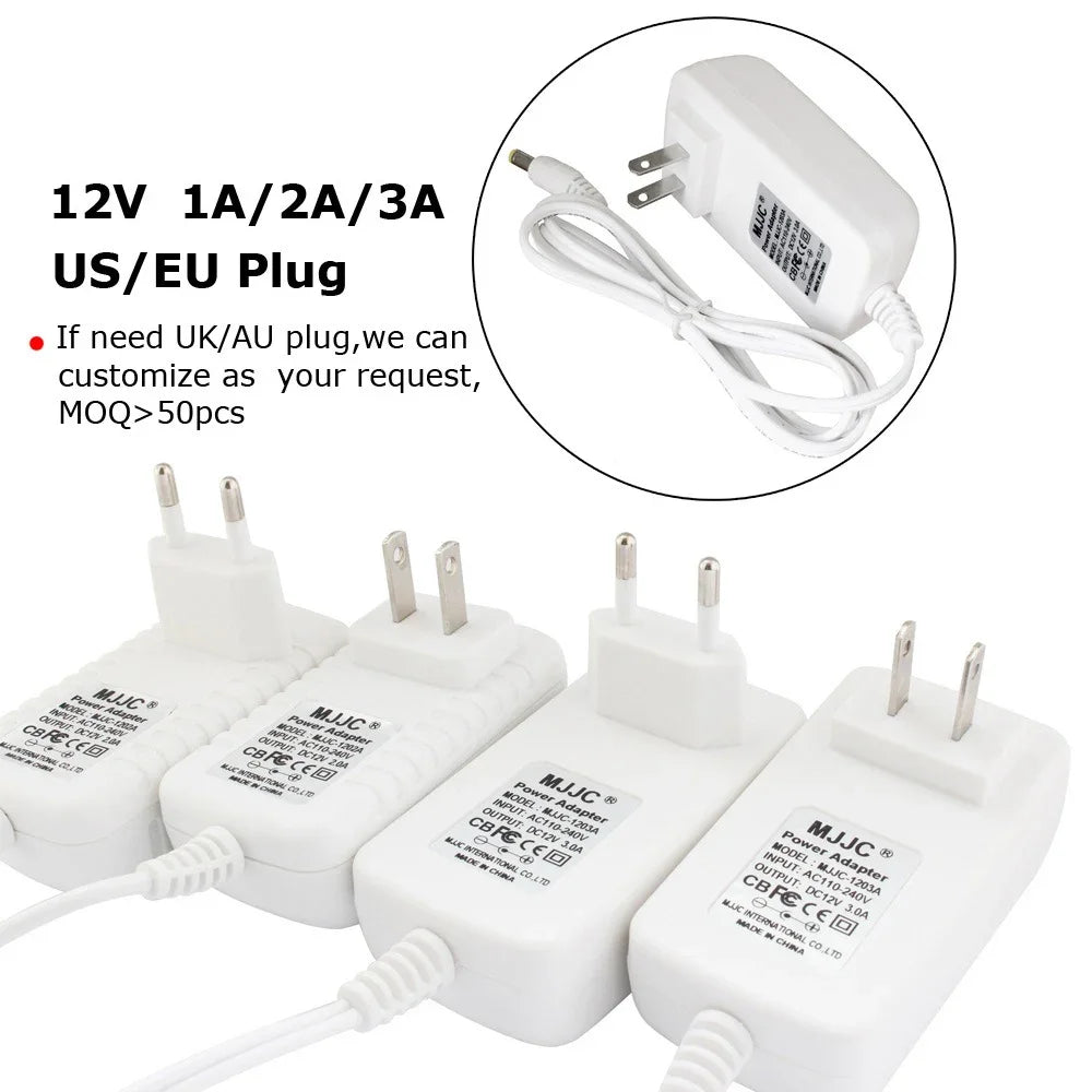 adaptateur secteur 12v 1a 2a 3a led driver eu us plug blanc certifié ccc