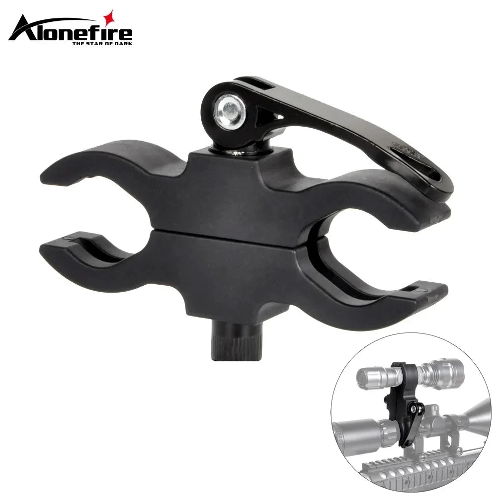 support pince double anneau noir serrage vis industriel utilitaire montée lampe poche fixe robuste