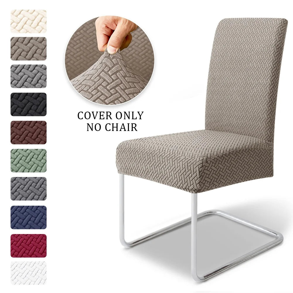 housse chaise tissu jacquard motifs géométriques gris clair moderne protection meuble détachable