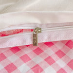 ensemble literie enfantin lapins coeurs rose blanc adorable housse couette taies oreillers drap carreaux