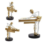 statuette décorative art déco rétro billard personne billes or blanc noir
