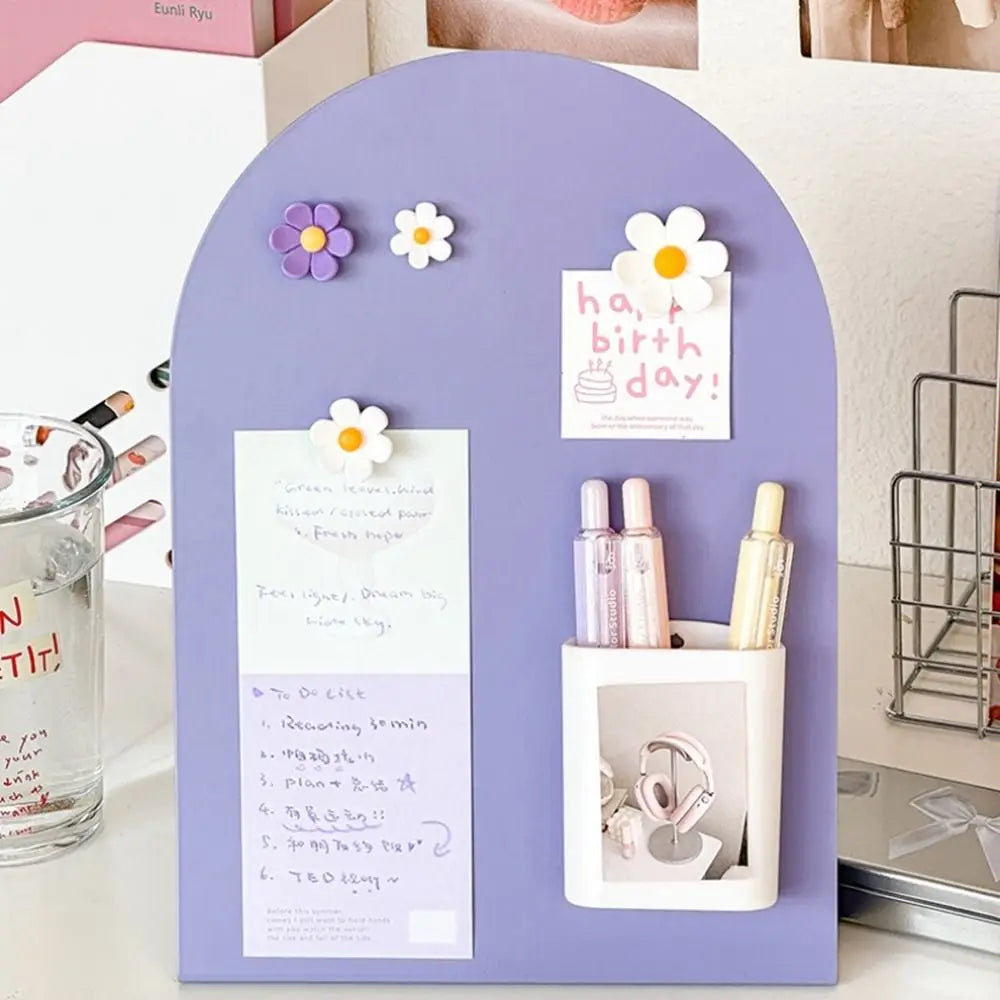 tablette magnétique violet noir blanc moderne papier notes marqueurs calendrier fleurs