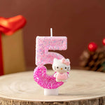 bougies numériques forme chiffres rose pailletées décoratives enfantine hello kitty argentées festive