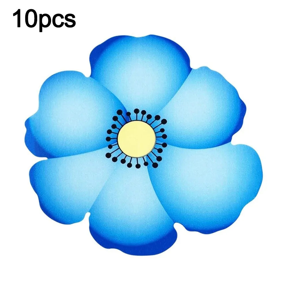 sticker mural décoratif moderne fleurs stylisées pavot tournesol rouge bleu orange jaune