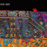 rideau multicolore brodé ethnique tissu fait main décor bouddhiste motifs floraux tassels
