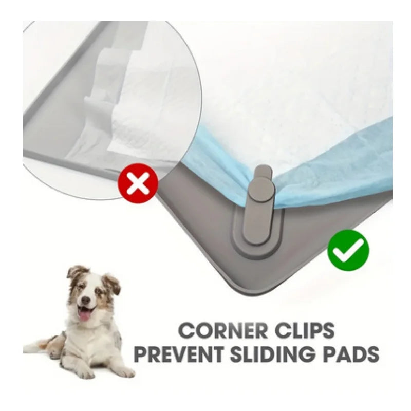 tapis absorbant portable chien gris bleu clair texture douce flexible clips coins moderne
