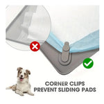 tapis absorbant portable chien gris bleu clair texture douce flexible clips coins moderne