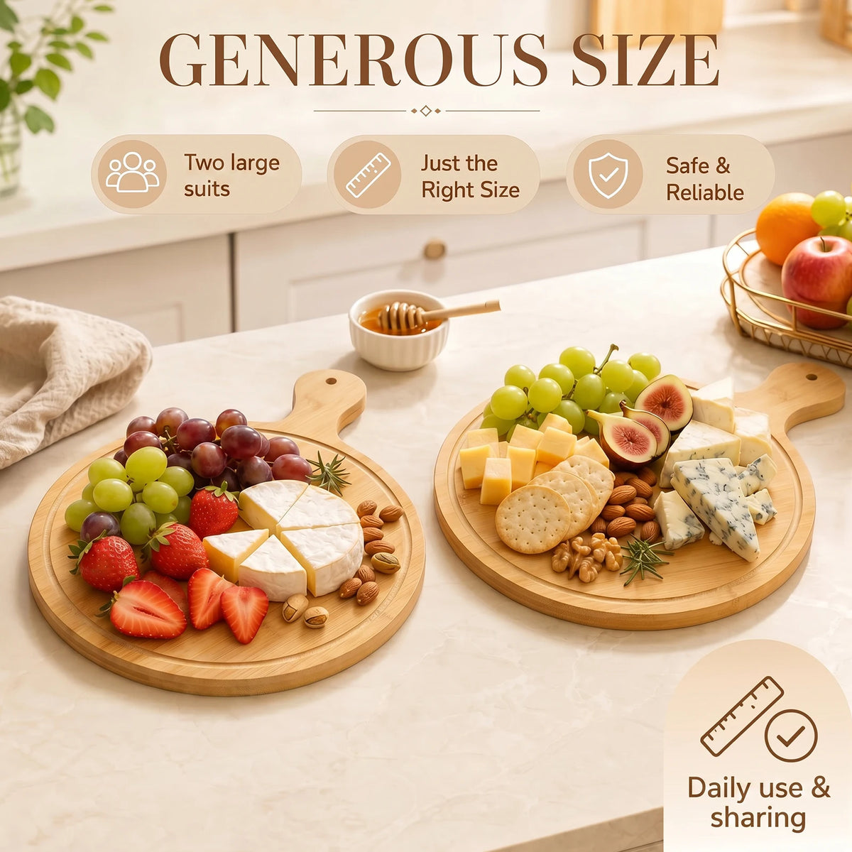 planche découper bambou rustique multifacteurs pizza charcuterie dessert servir garnir alimentos bếp gỗ tự