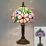 lampe table tiffany mosaïque verre coloré floral interrupteur bascule métal doré