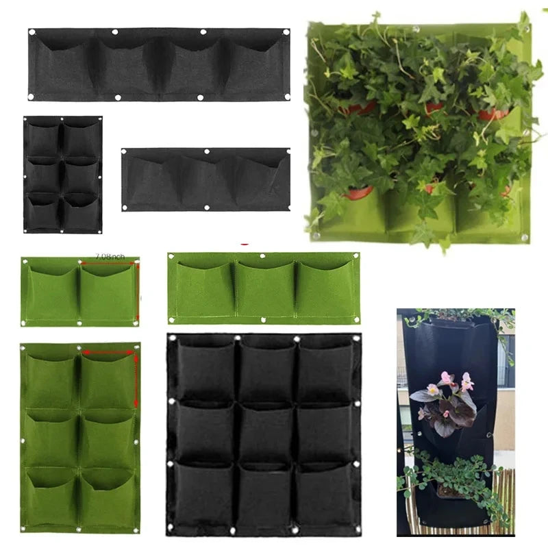 porte plantes mural suspendu poches plantes texture tissée moderne vert noir