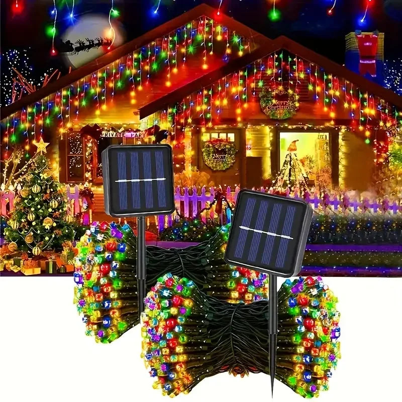 guirlande lumineuse solaire 30m multicolore modes ip67 moderne extérieur festive