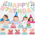 assiettes festives glace vanille anniversaire enfant filles garçons guirlande lettres chapeaux