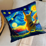 taies d'oreiller imprimées pikachu pokémon décoratives pop art cartoon lit voiture 45x45 cm
