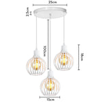 Suspension lumineuse industrielle moderne métal noir blanc abat jour rond grillagé