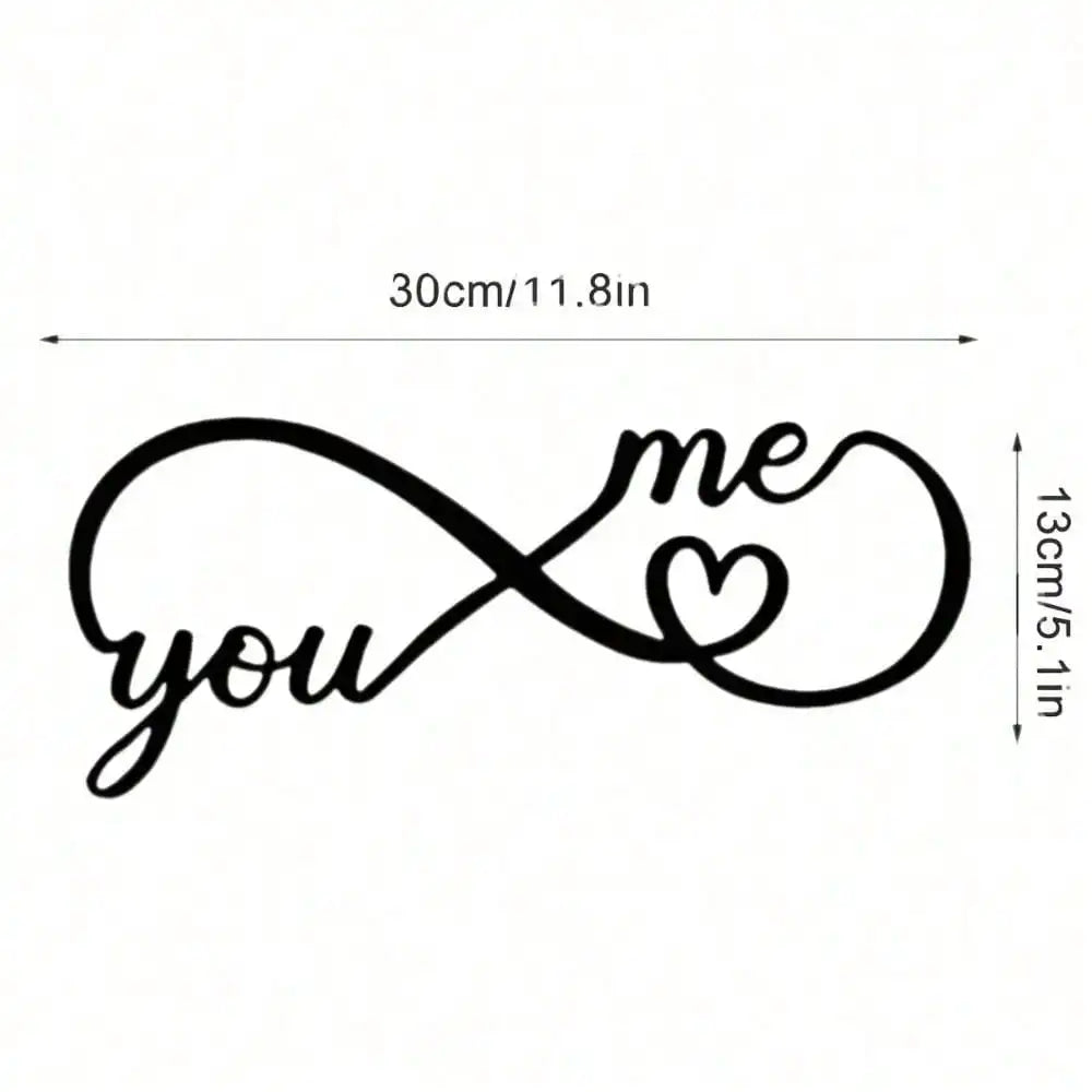 décoration murale moderne minimaliste autocollant calligraphie you me cœur noir chambre coucher