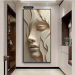 peinture murale abstraite contemporaine texture 3d détails sculpturaux beige clair 30x60cm 40x80cm 50x100cm