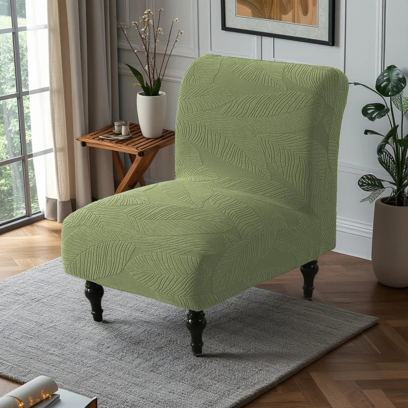 housse fauteuil gris feuilles stylisées polyester classique hand washable