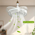 ventilateur lumière led blanc moderne vitesses réglables télécommande fixations suspension