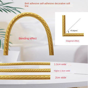 Moulure murale 3D PVC autocollante or