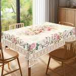 nappe fleur rose printemps table manger moderne décoration mariage blanc vert beige