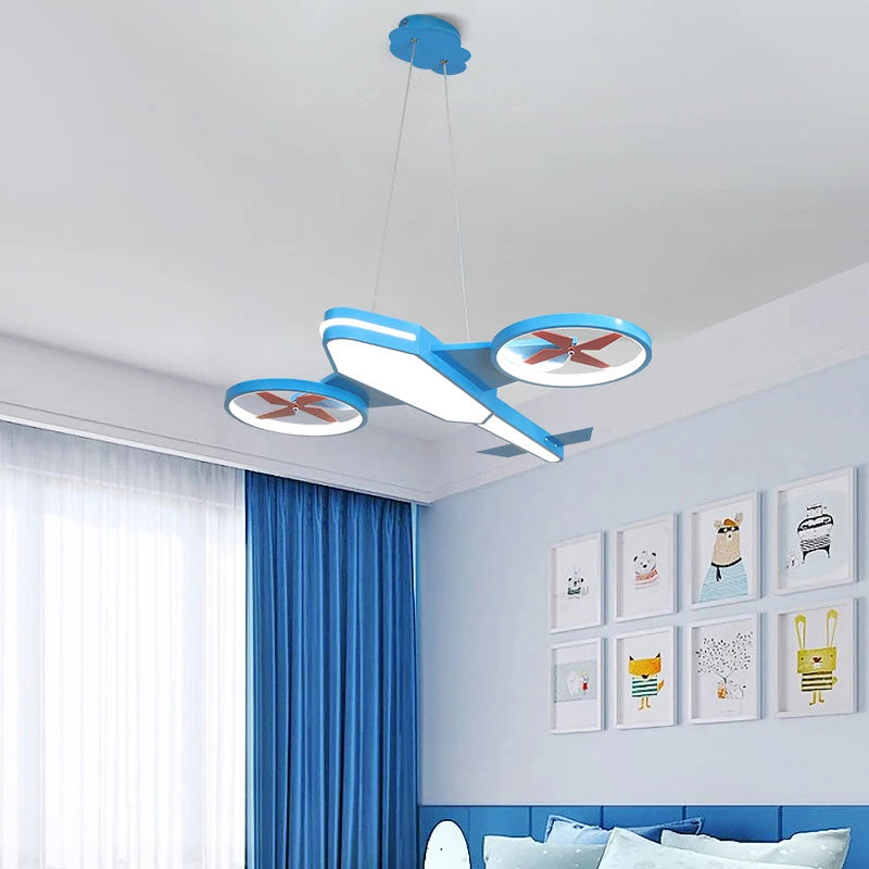lampe moderne ailes avion couleur vert bleu télécommande réglable enfants chambre