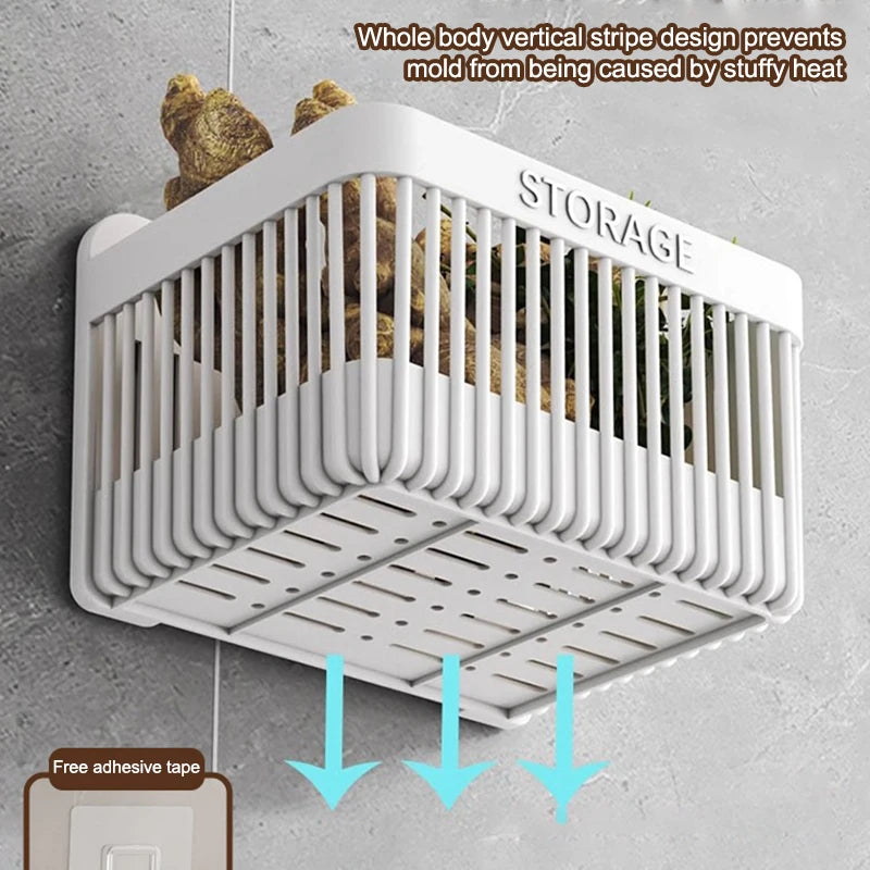 boîtes rangement murales blanc gris storage adhésif épices ail oignon moderne minimaliste