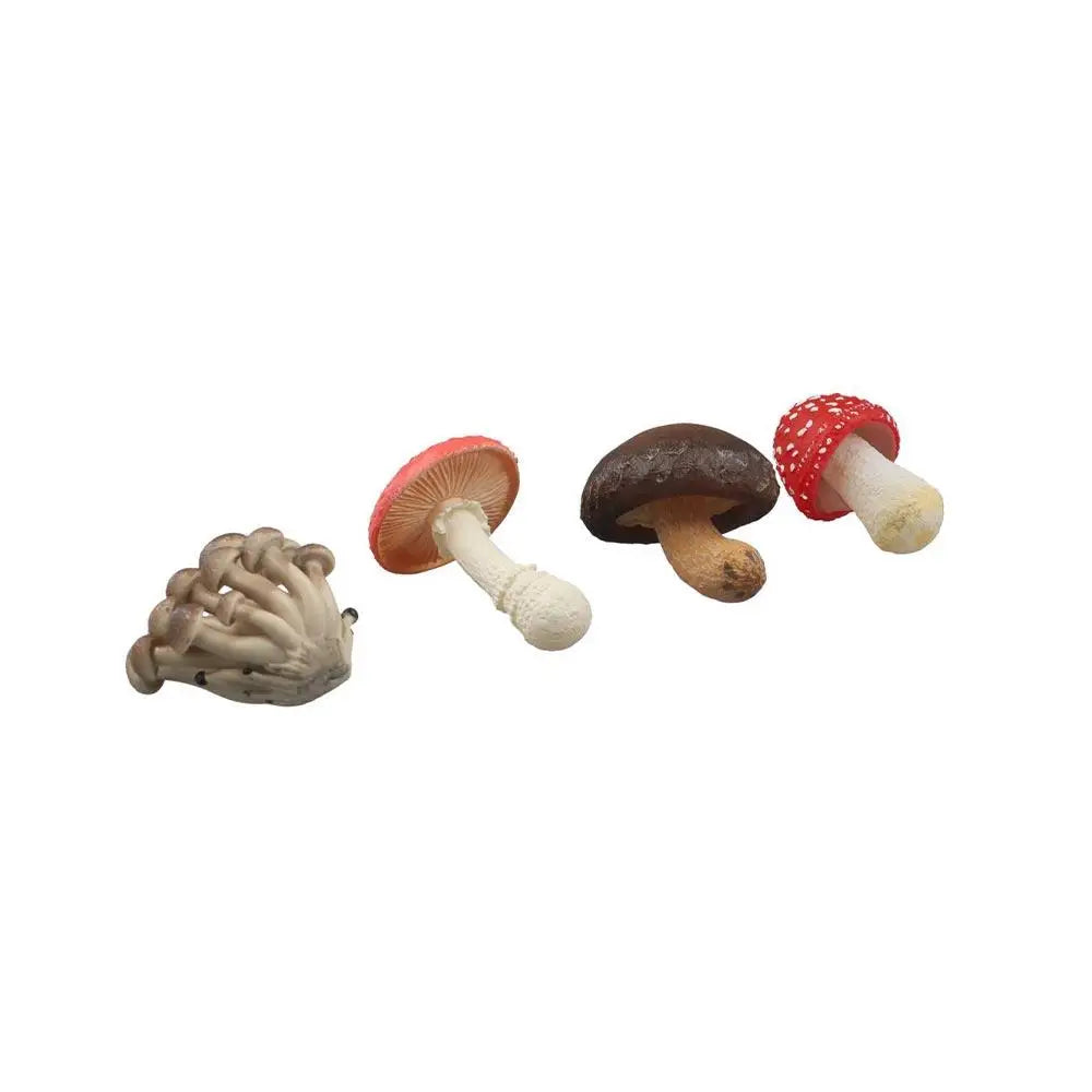 champignons décoratifs résine marron rouge lisses réels jardin decoration pointillés adultes