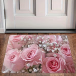 tapis sol antidérapant motif floral rose blanc moderne intérieur extérieur chambre salon entrée