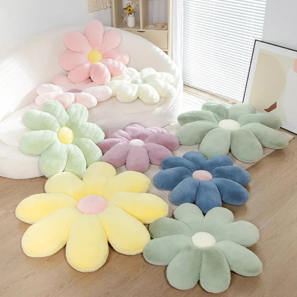 coussin fleuri doux rose pâle blanc jaune vert bleu moderne maison