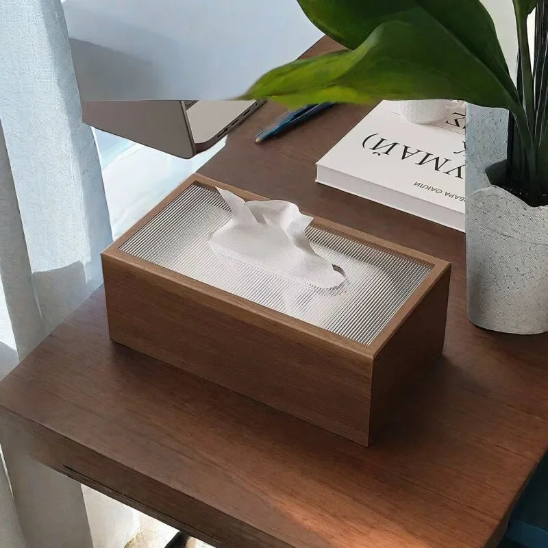 boîte mouchoirs bois blanc moderne minimaliste mouchoirs tissu texture élégante intérieur décoration quotidienne table