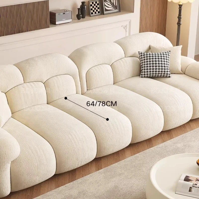 canapé moderne beige corduroy coussins décoratifs bois minimaliste salon maison