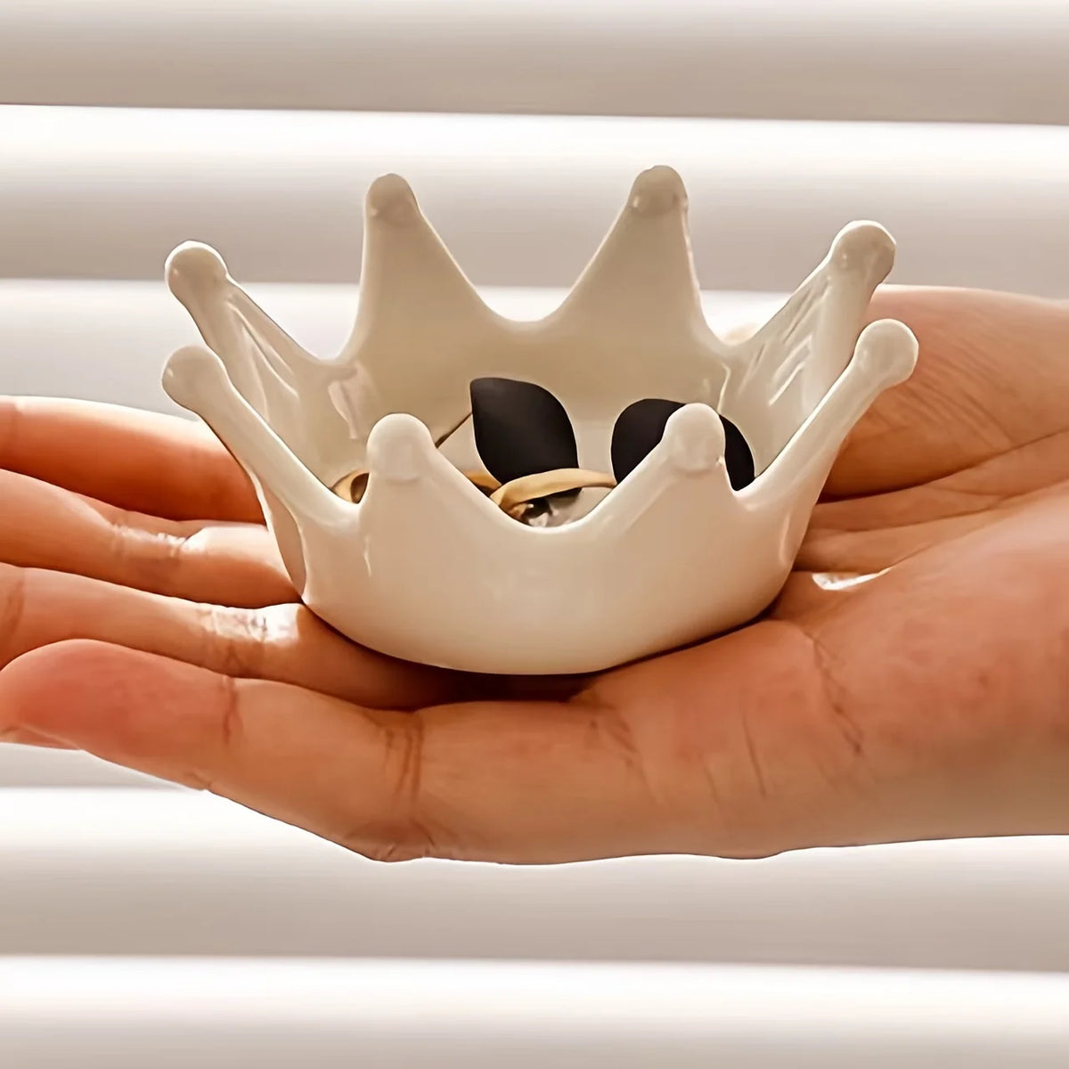 organisateur bijoux céramique blanc crème noir émaillé octogonal moderne royal