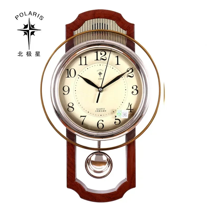 horloge murale classique vintage aiguilles quartz bois marron cadran beige chiffres arabes pendule sphérique