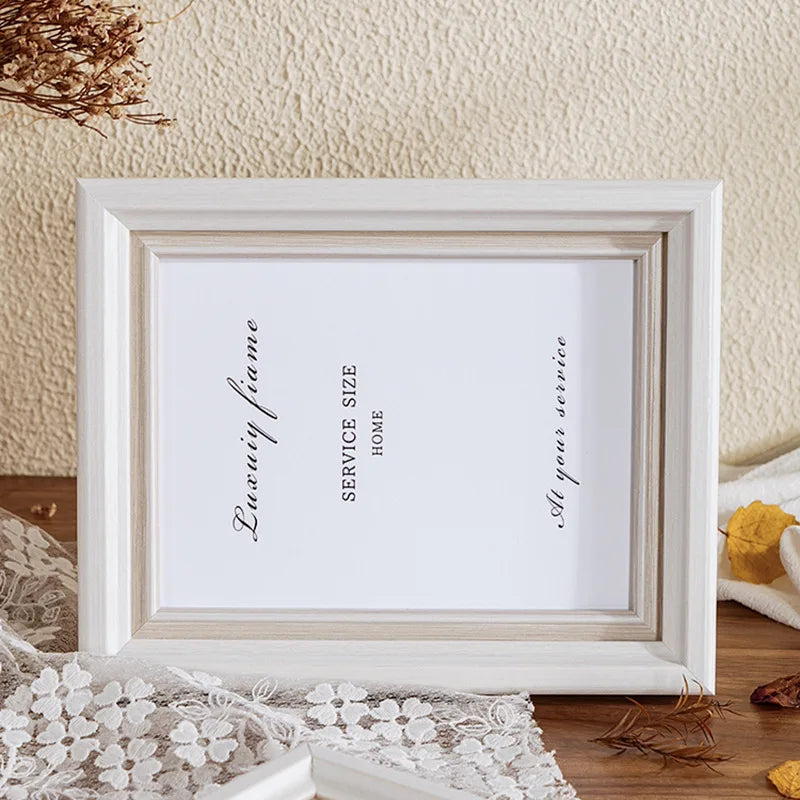 cadre photo blanc texture bois classique décoration maison pouces 10 poucesversible table mur