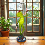 statue grenouille verte douching figurine résine décorative humoristique salle bains
