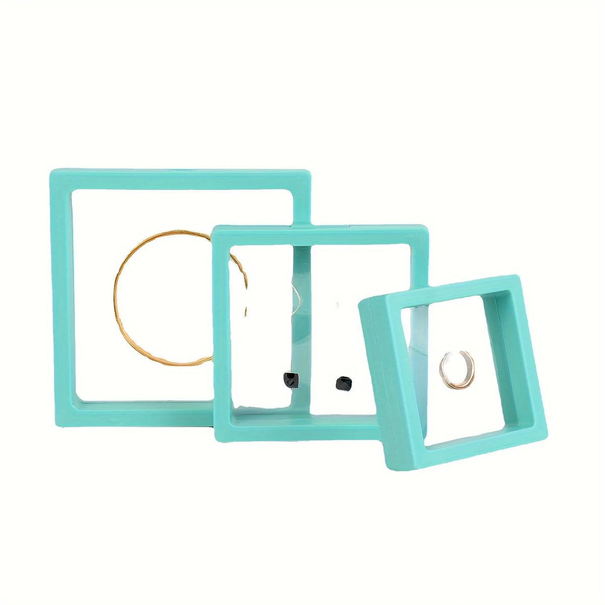 boîtes bijoux transparentes moderne clips vert orange rose bleu gris