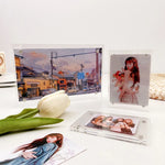 cadre photo transparent moderne clips photos fleurs séchées variante acrylique