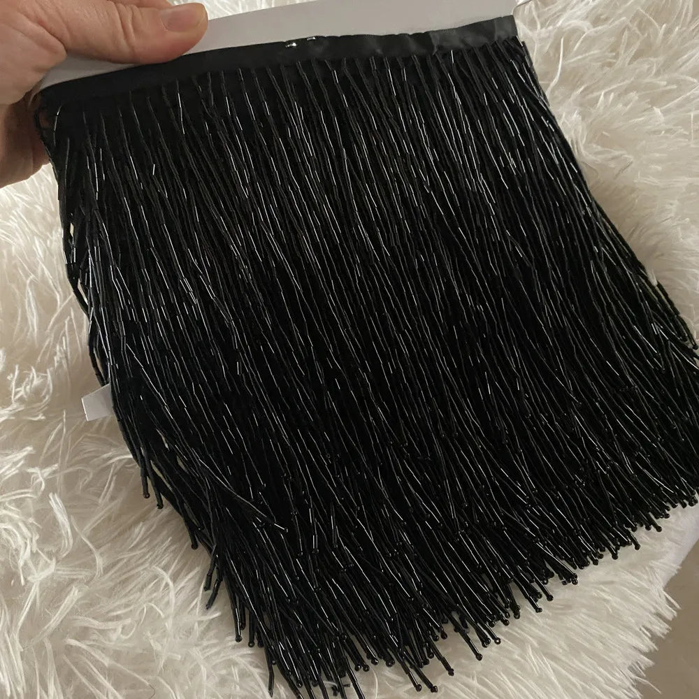 franges verre noires or argent decoratives 15cm textiles costumes 10cm moderne