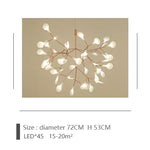 suspension lumineuse moderne branchée feuilles translucides lumière led blanc doré