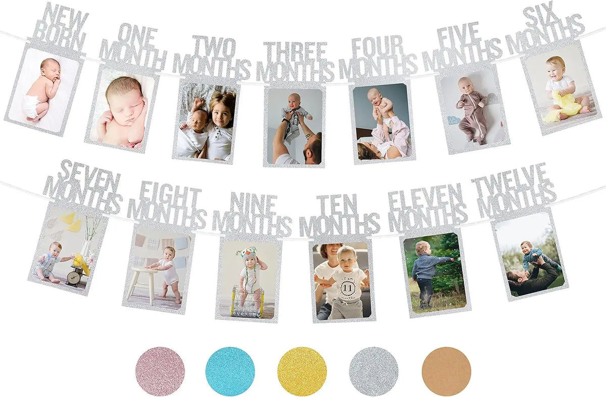 guirlande photos or blanc moderne clips cadre photo anniversaire bébé mois